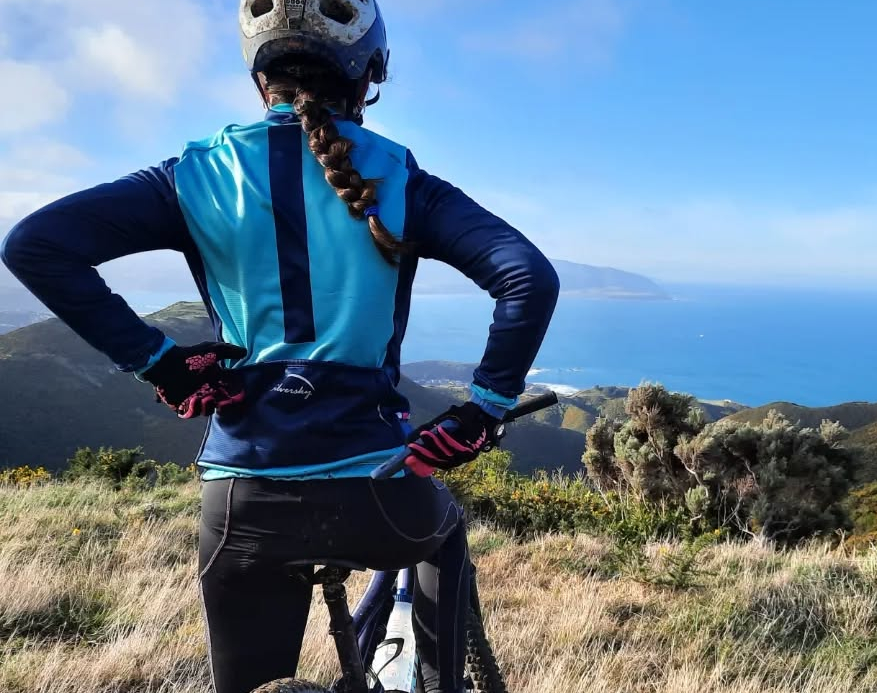 Woman standing in cycle clothing